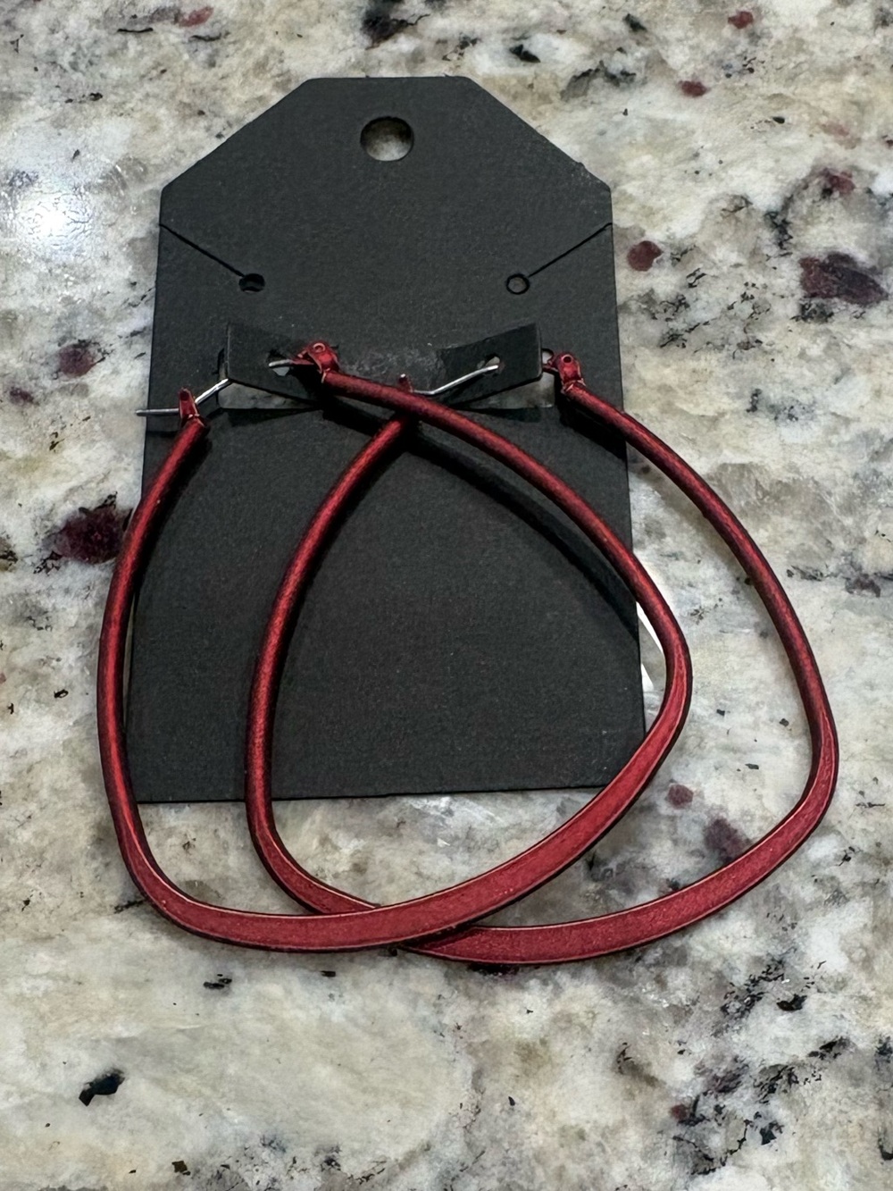 Dark red hoop earrings New on card Unbranded